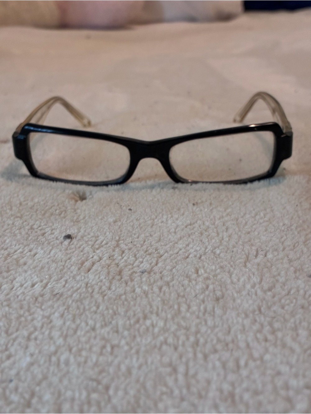 Chanel Black Rectangular Full Rim EyeGlasses with Frame Clear Arms